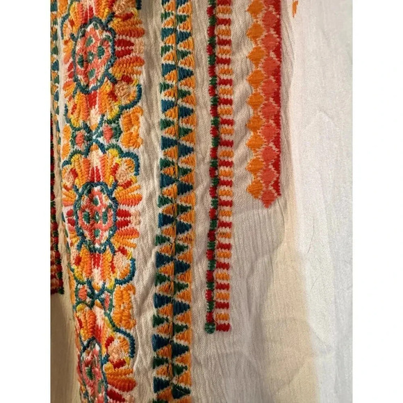 Chico's 100% Cotton 00/S Embroidered Maxi Sundress hi/low resort vacation cruise - Picture 6 of 10